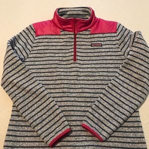 Mixed media snap placket striped Shep shirt.